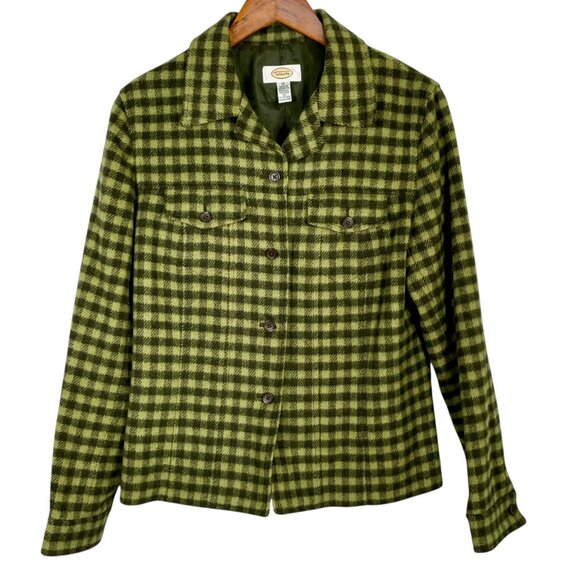 Talbots Wool Blend Green Plaid Button-Front Jacket Shacket Style Women’s Size 10 - Picture 12 of 12